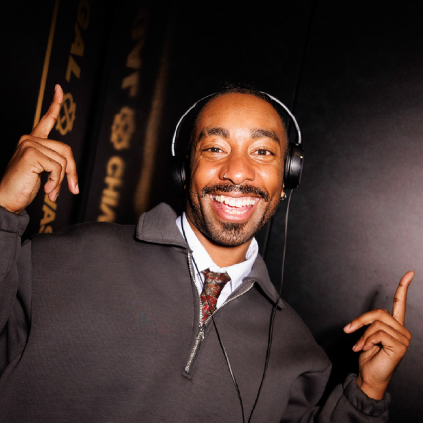Portrait of Donnie Sunshine wearing headphones